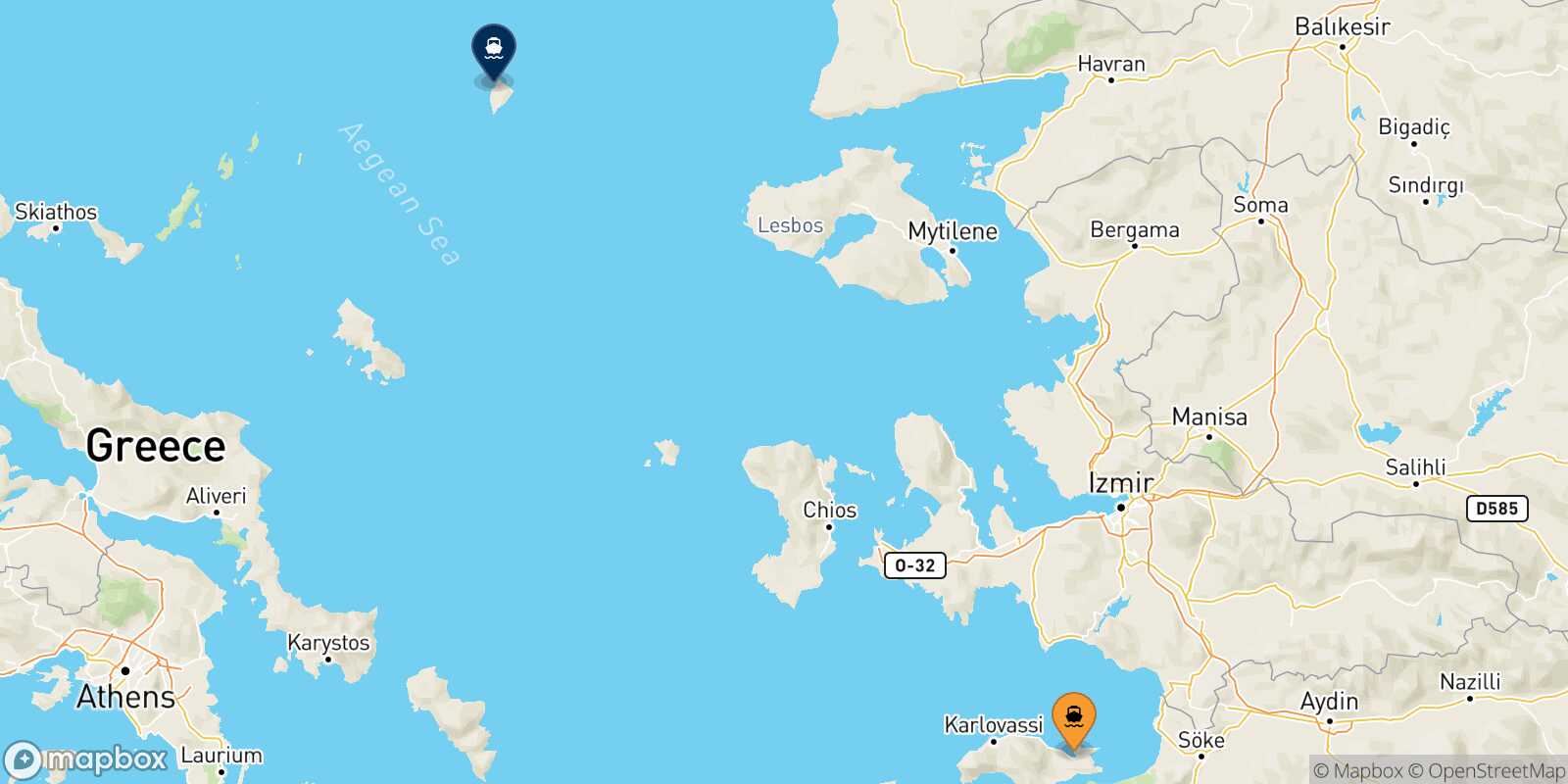 Mapa de la ruta Vathi (Samos) Agios Efstratios