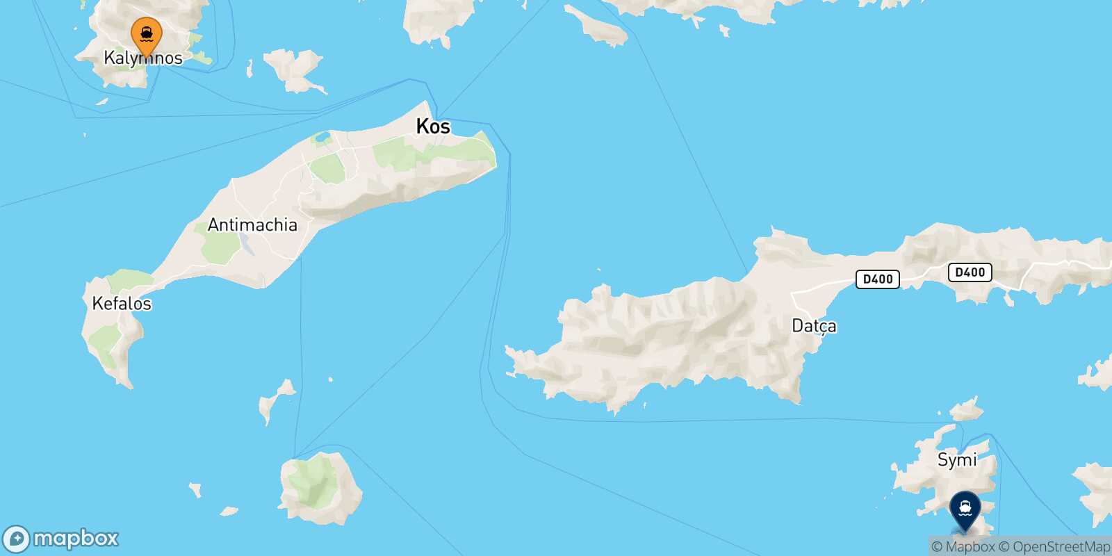Mapa de la ruta Kalymnos Panormitis (Symi)