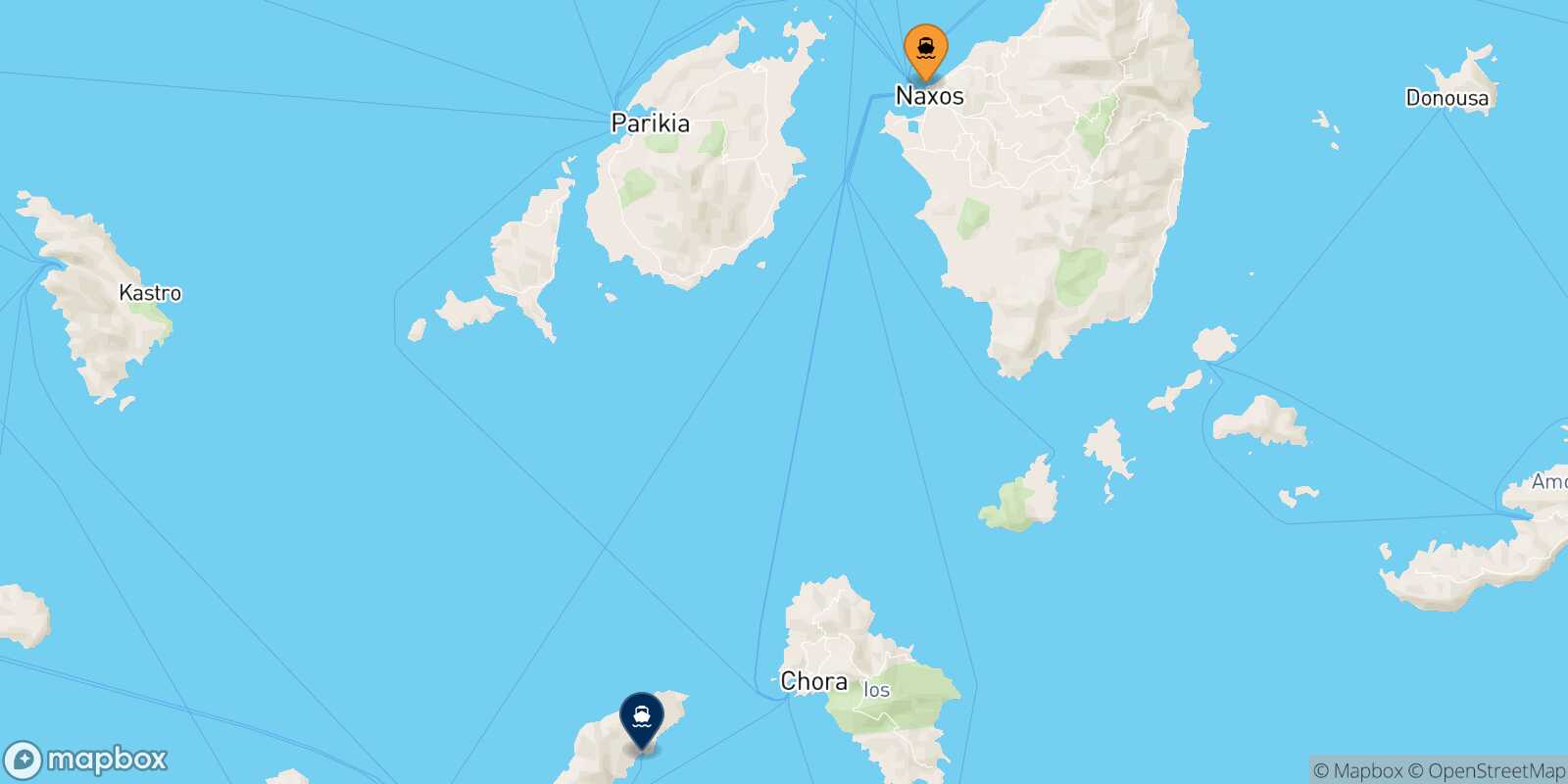 Mapa de la ruta Naxos Sikinos