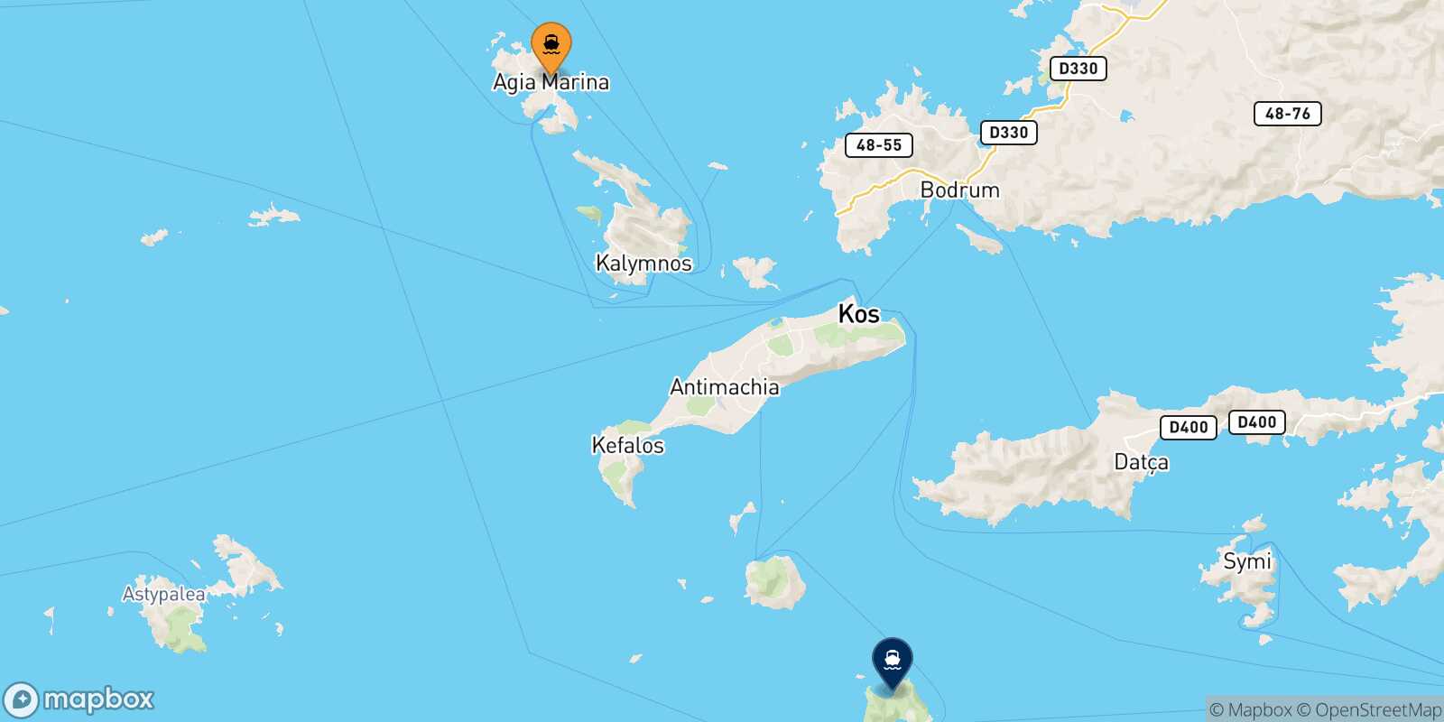 Mapa de la ruta Leros Tilos