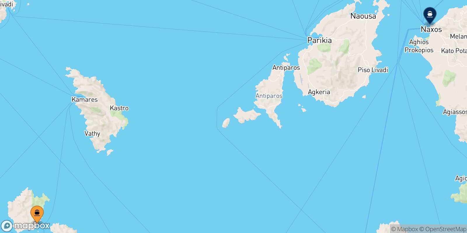Mapa de la ruta Kimolos Naxos