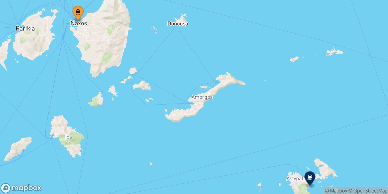 Mapa de la ruta Naxos Astipalea