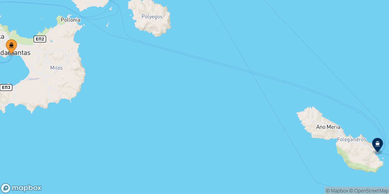 Mapa de la ruta Milos Folegandros