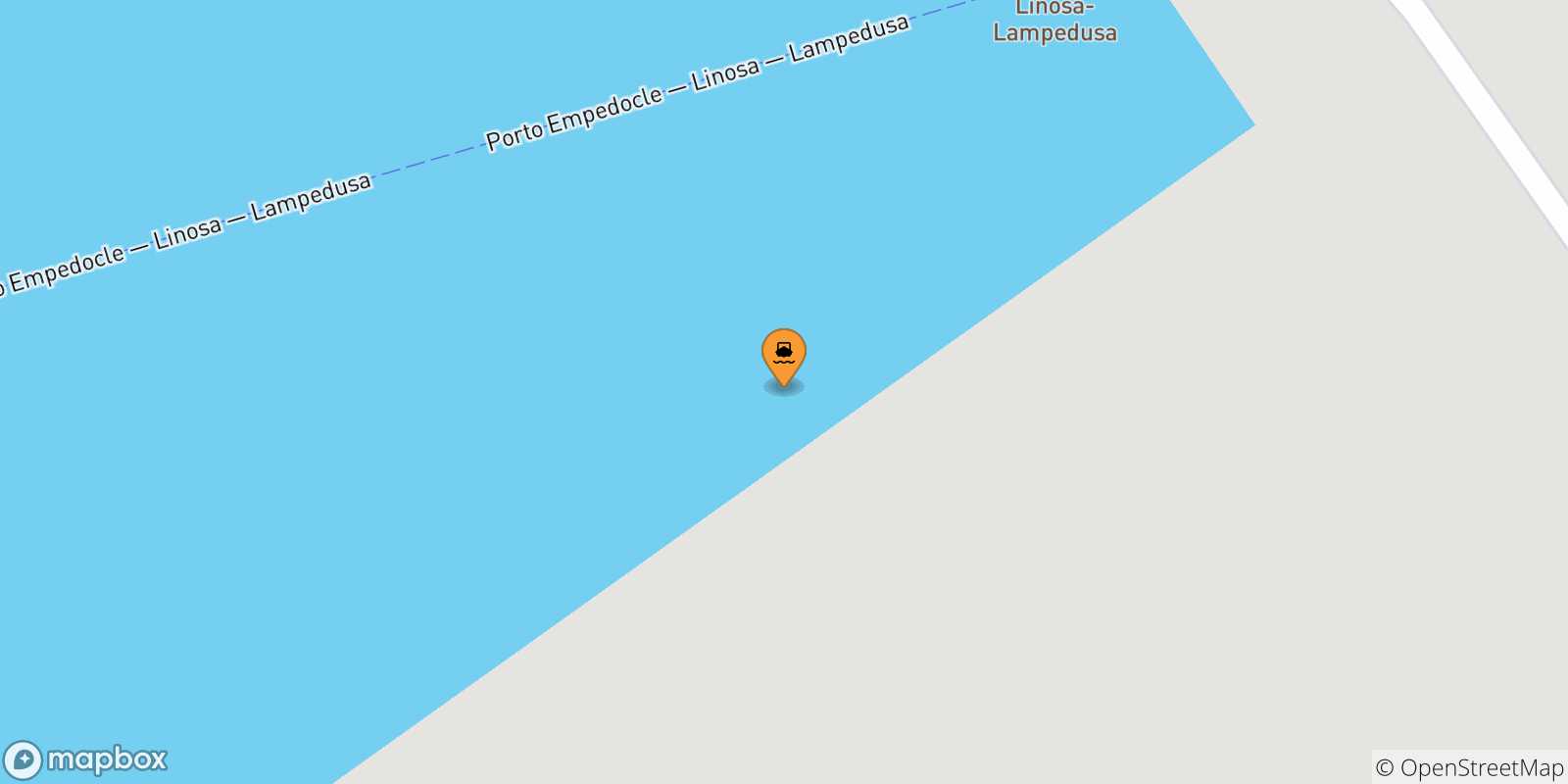 Mapa de las posibles rutas entre Islas Pelagie y  Linosa