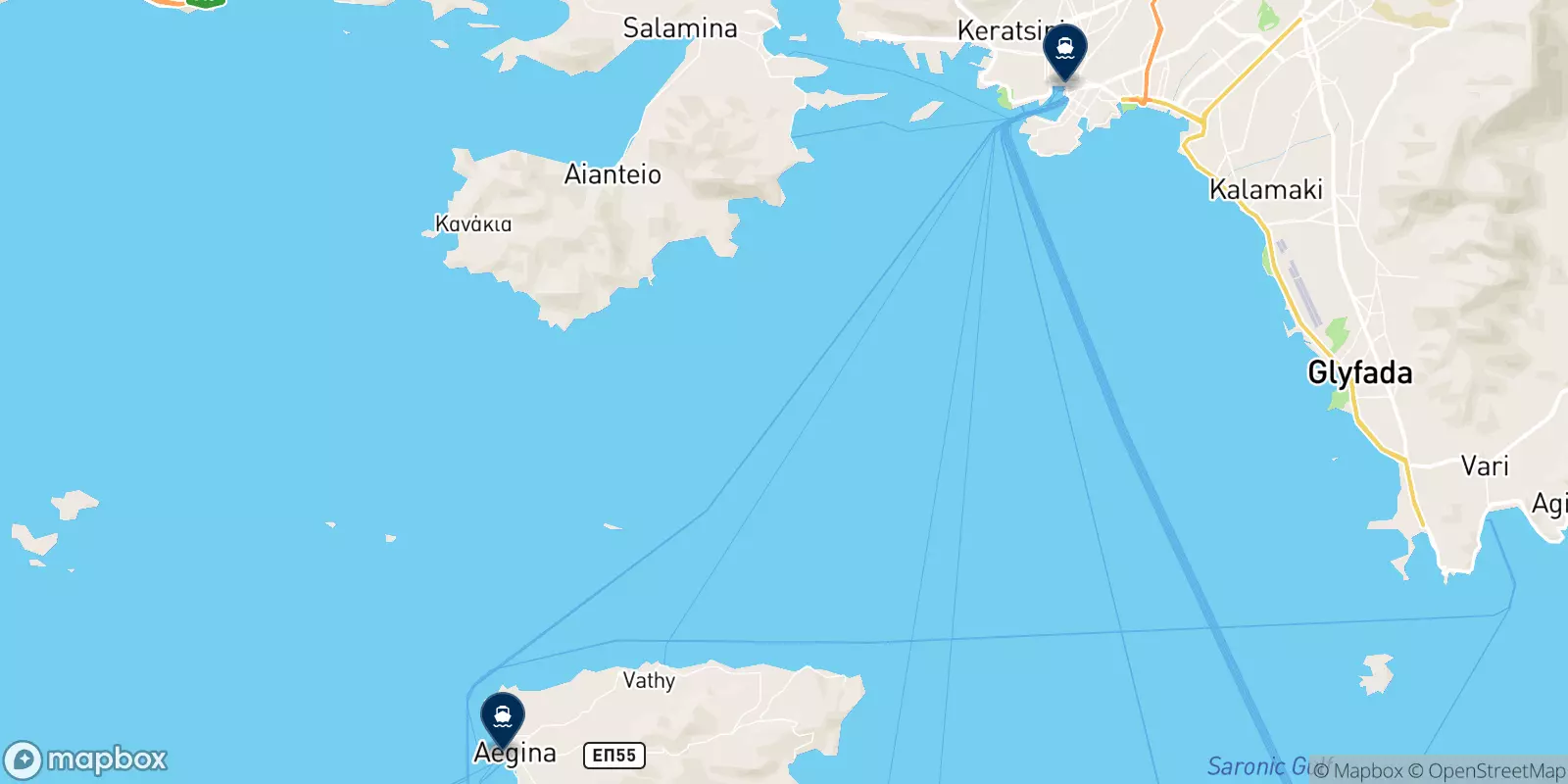 Mapa de los destinos San Lorenzo Ferries