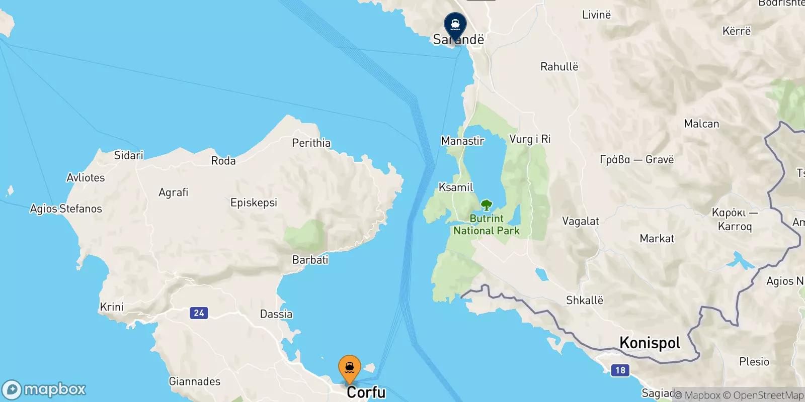 Ferries de Islas Jonicas a Saranda