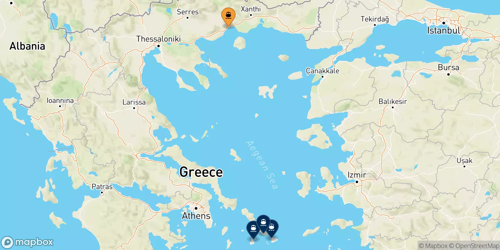 Ferries de Kavala a Las Cicladas