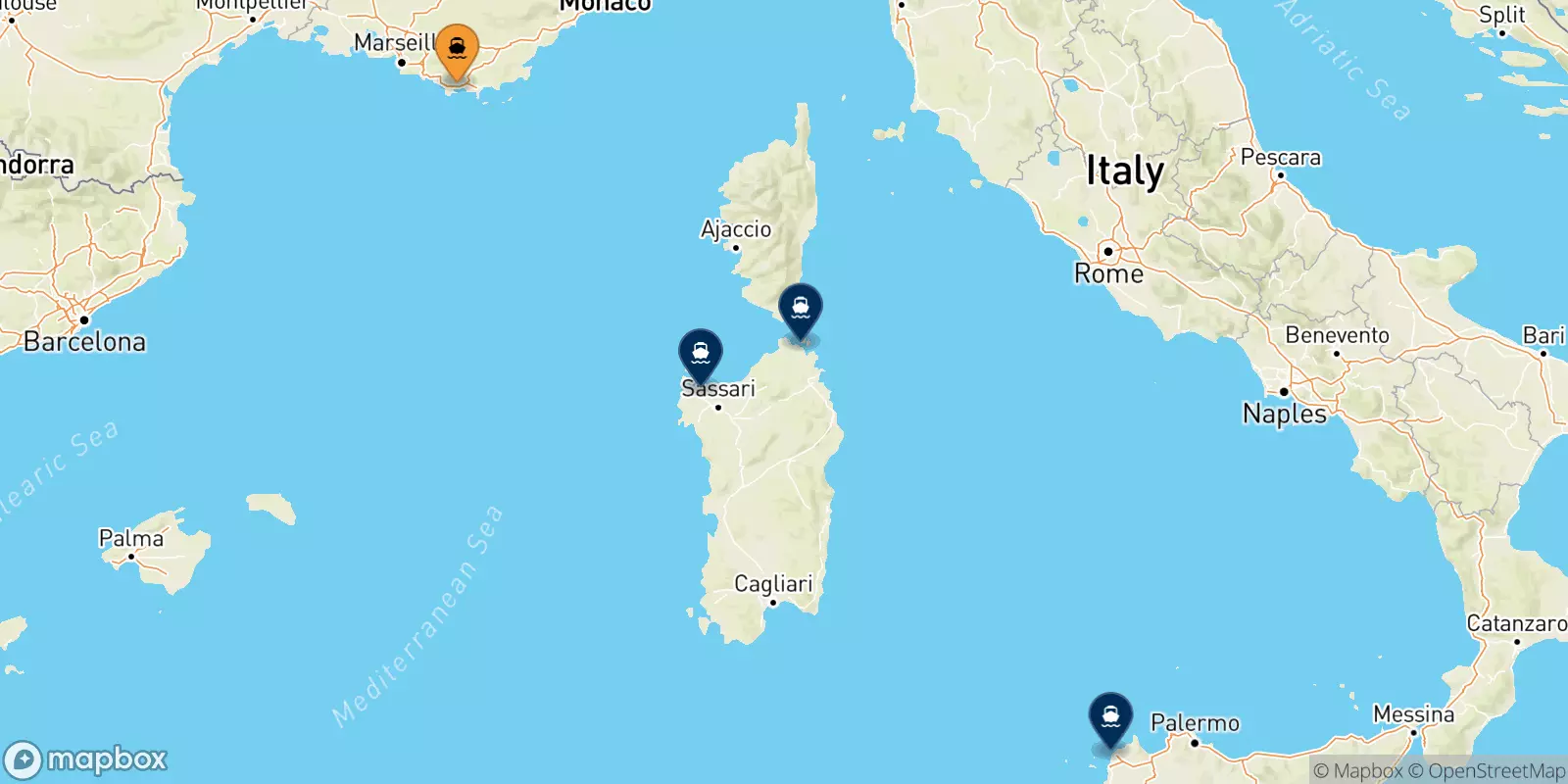 Ferries de Tolón a Italia