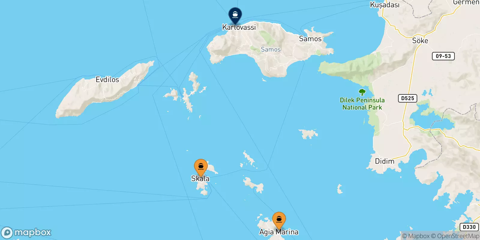 Ferries de Dodecaneso a Karlovassi (Samos)