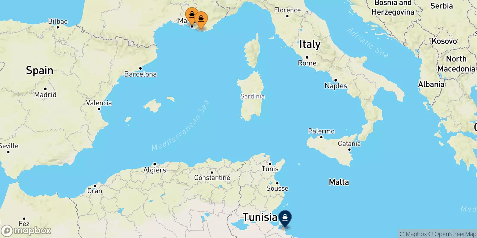 Ferries de Francia a Zarzis