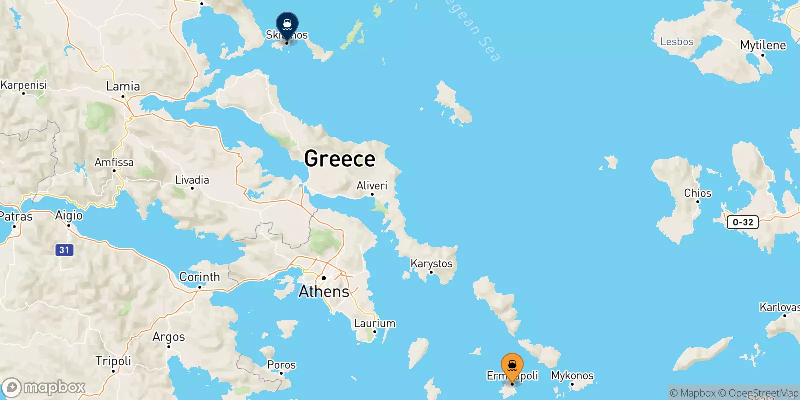 Ferries de Syros a Skiathos