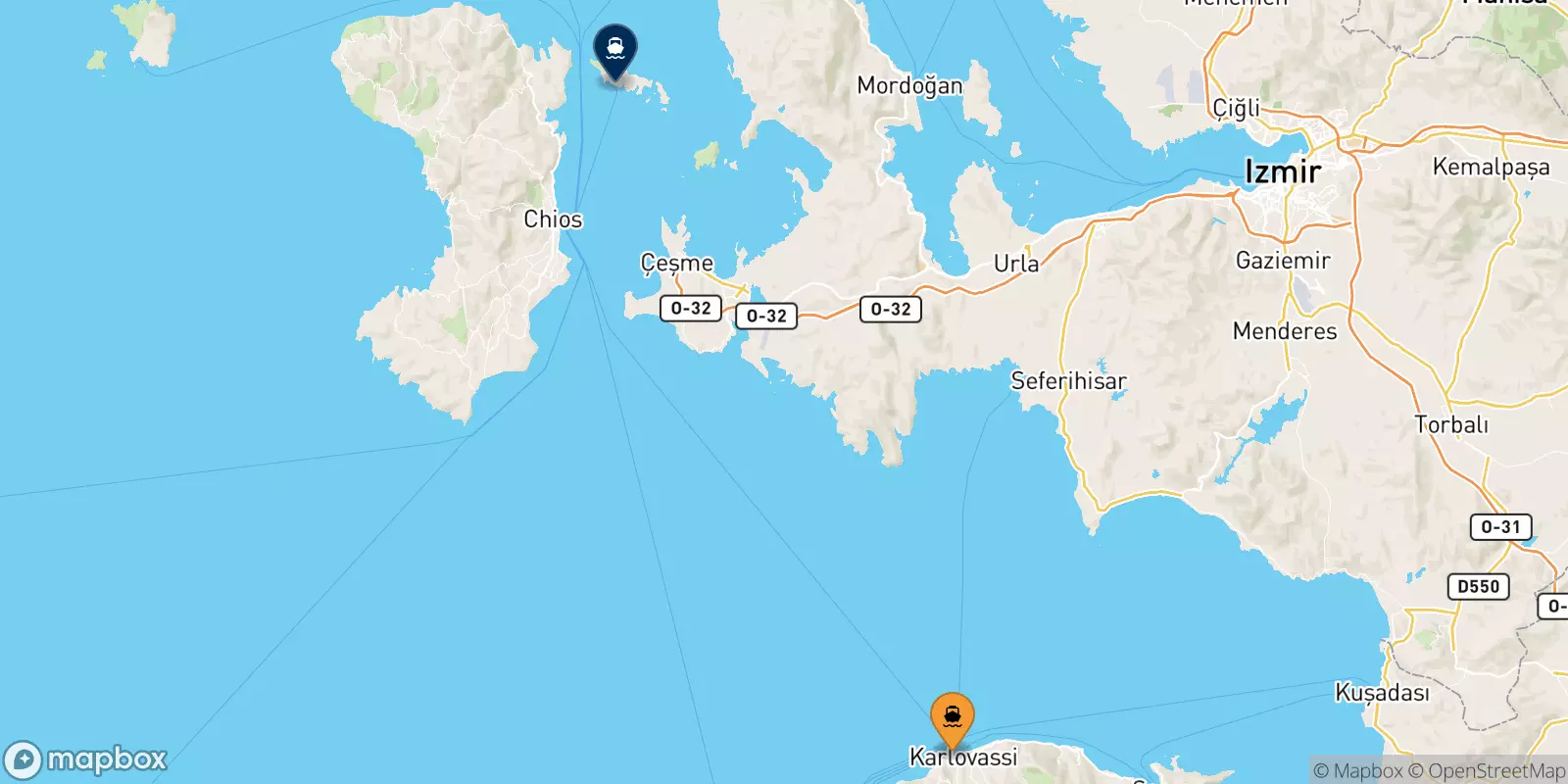 Ferries de Karlovassi (Samos) a Inousses