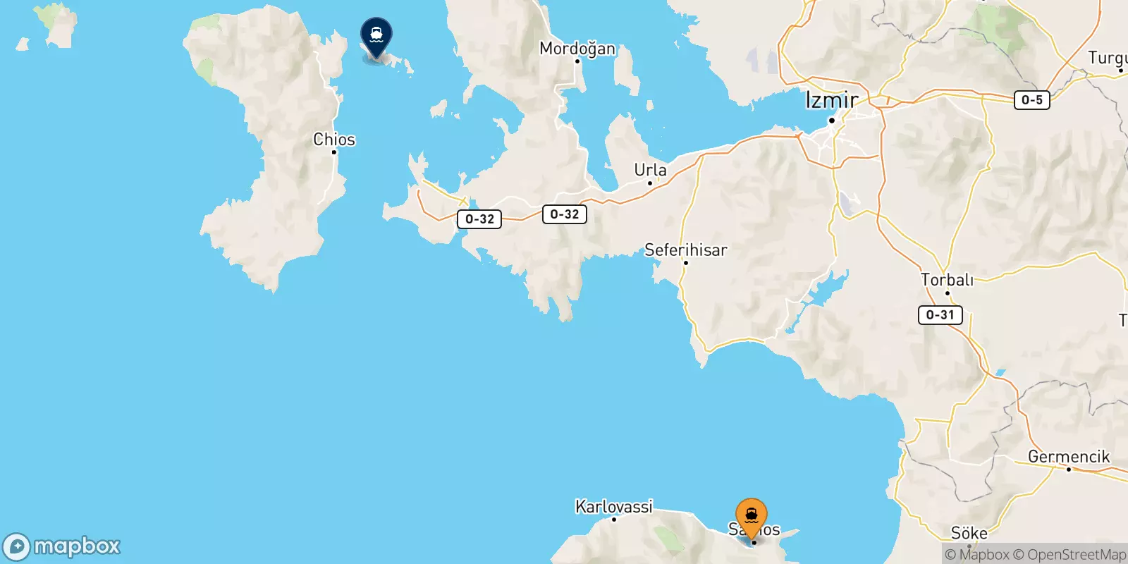 Ferries de Vathi (Samos) a Inousses