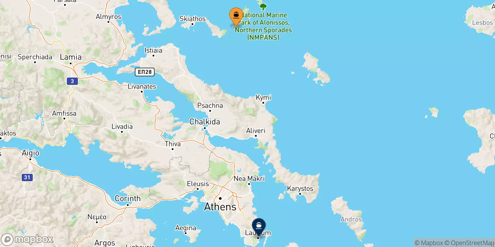 Ferries de Islas Espóradas a Lavrio