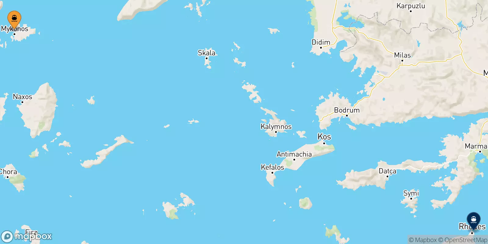 Ferries de Mykonos a Rodas